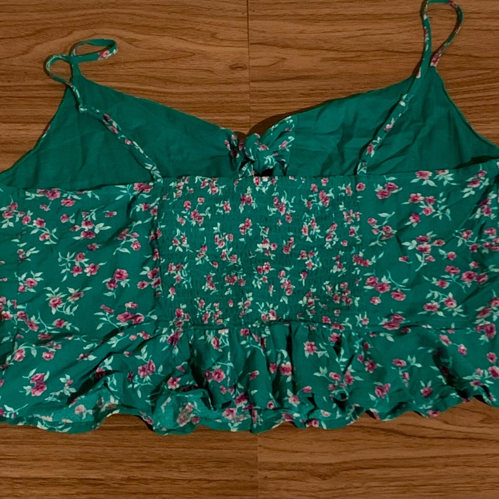 NWOT American Eagle green floral blouse cami - Picture 6 of 11